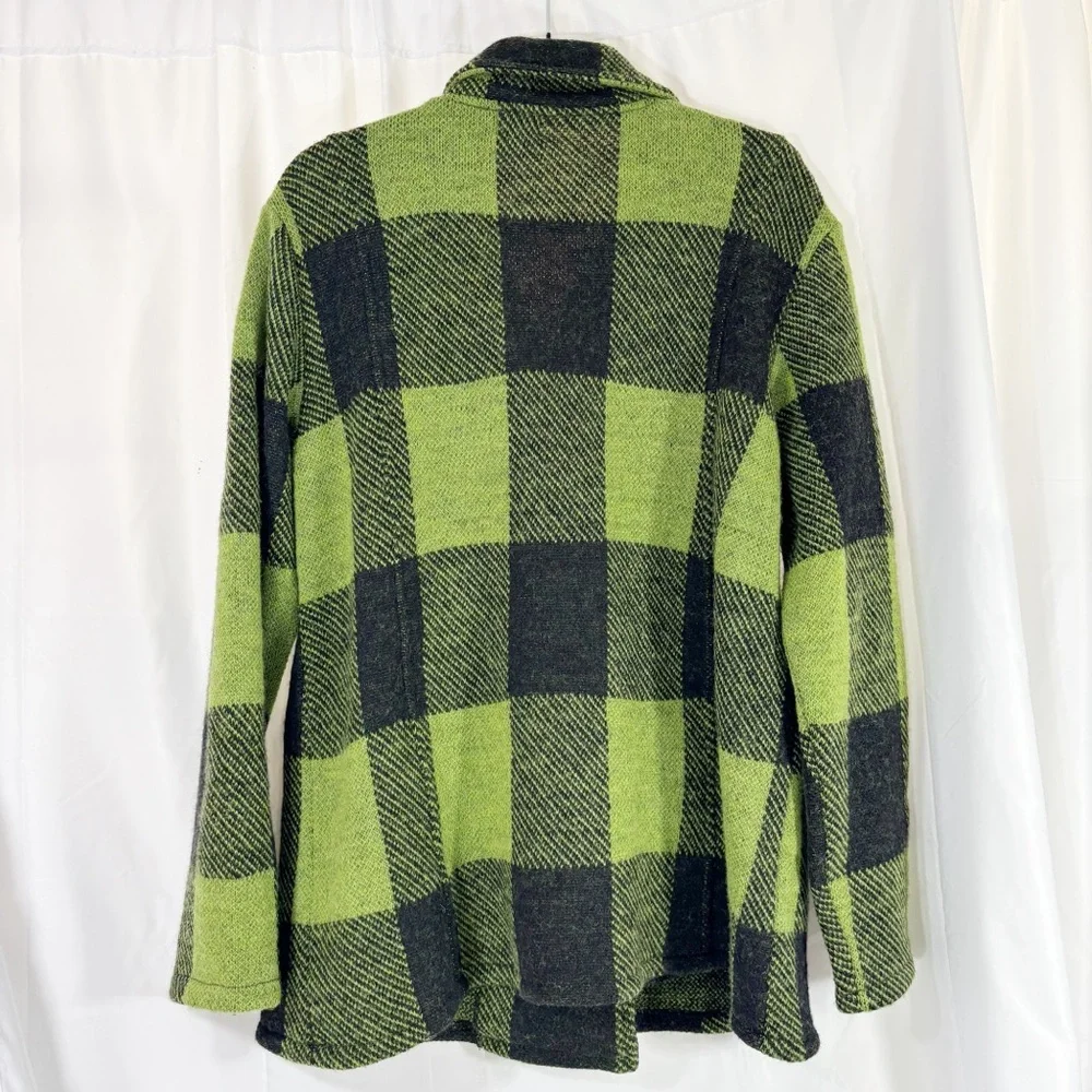 Keren Hart Green & Black Buffalo Check Pea Coat Women’s Medium